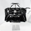 Elegant Pink Bow Rhinestone Underarm Bag, Sweet Lolita Pleated Shoulder Bag, Portable Bow Handle Handbag Cute Ita Purse