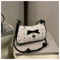 Y2k Pink Bow Armpit Bag for Women, New Fashionable and Versatile Texture Light Luxury Single Shoulder Small Square Bags