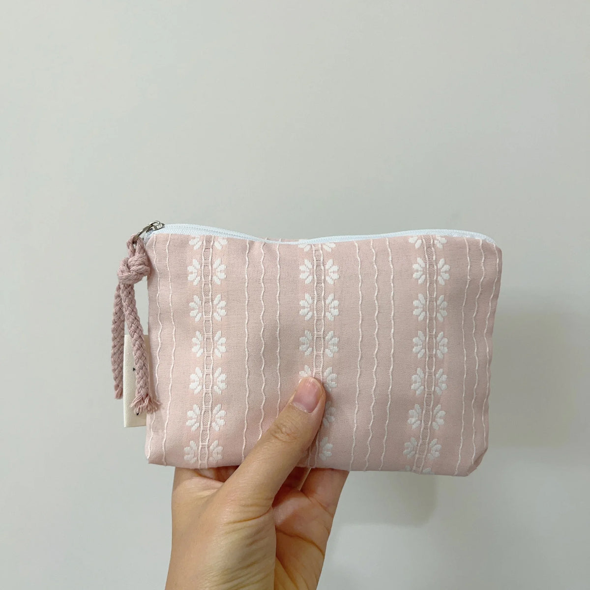Pink Striped Women Makeup Bag Cute Wallet Mini Cosmetic Bags Portable Key Earphone Lipstick Storage Bag Coin Purse