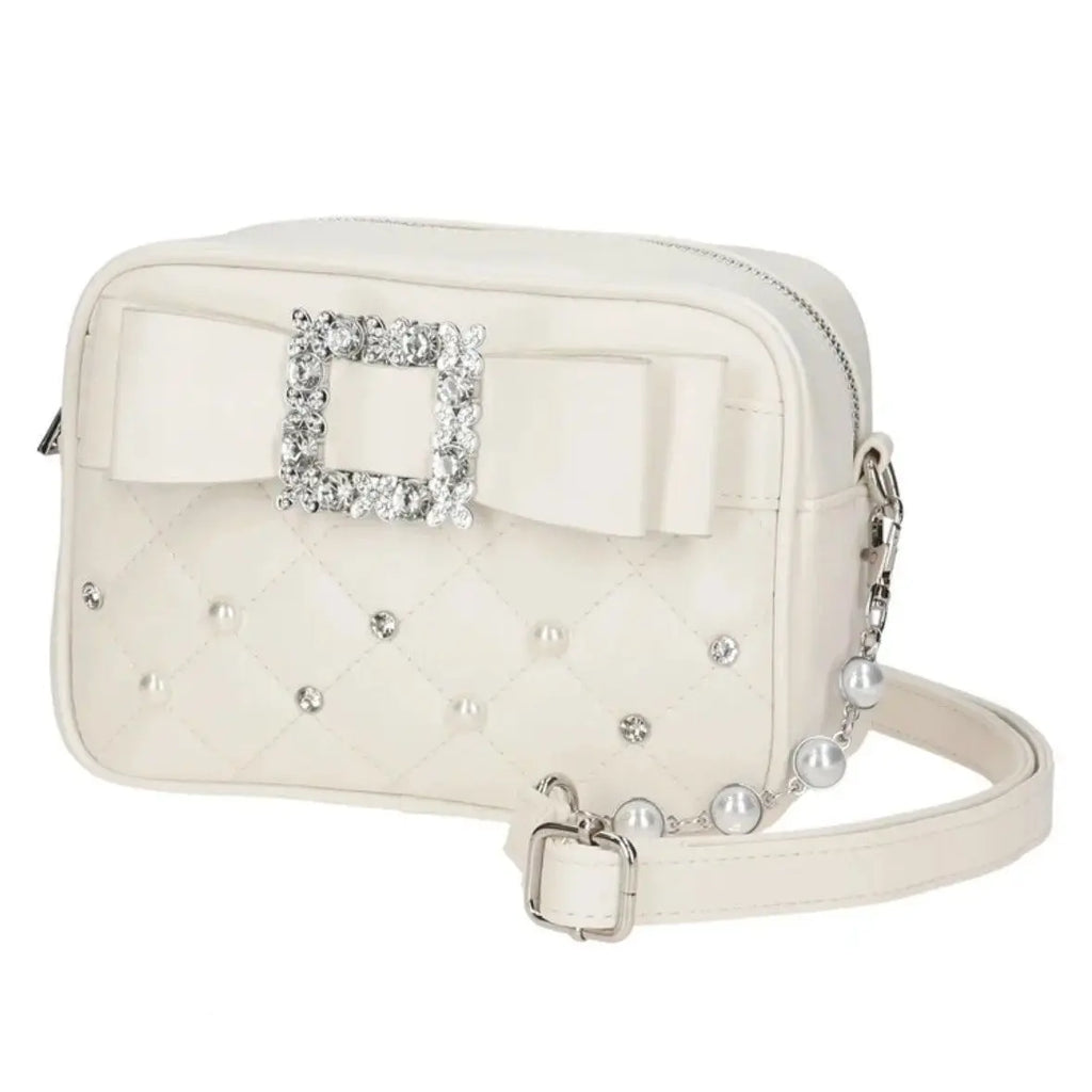 Diamond Bow Pink Square Bag For Women Mine Series Beading Pearl Y2k Messenger Bag Hot Girls Sweet Kawaii Shoulder Crossbody Bag
