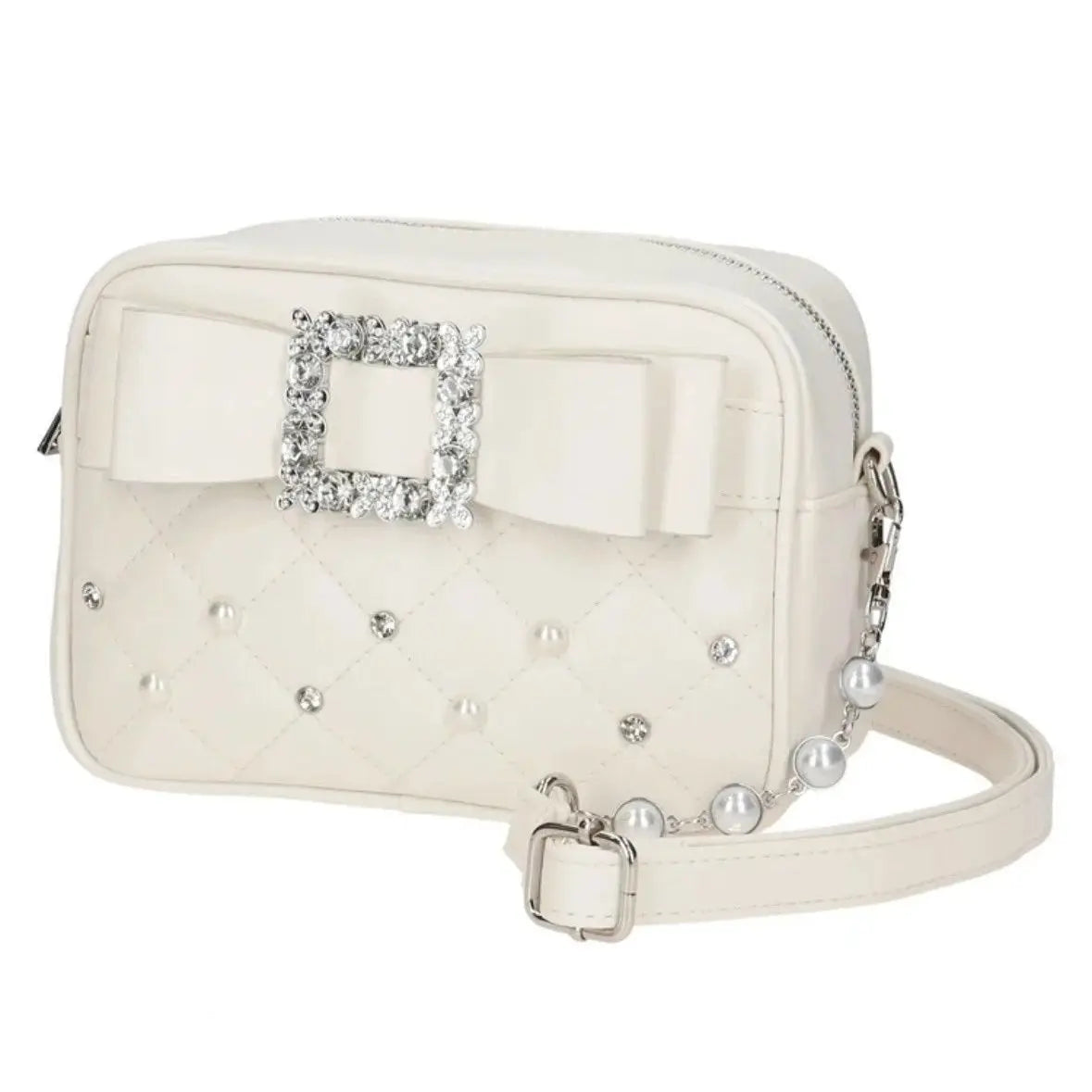 Diamond Bow Pink Square Bag For Women Mine Series Beading Pearl Y2k Messenger Bag Hot Girls Sweet Kawaii Shoulder Crossbody Bag